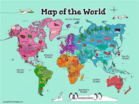 World Map for Kids Printable, Interactive, and Blank