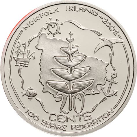 Twenty Cents 2001 Centenary of Federation - Norfolk Island, Coin from Australia - Online Coin Club