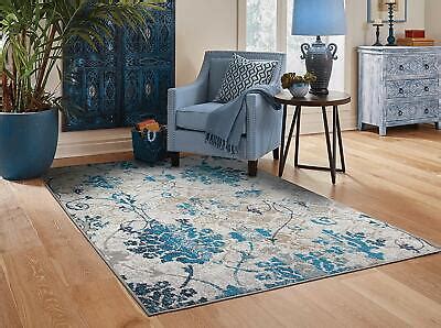 Modern Area Rugs 8x10 Contemporary Blue Living Room Rug 5x7 Door Mat ...