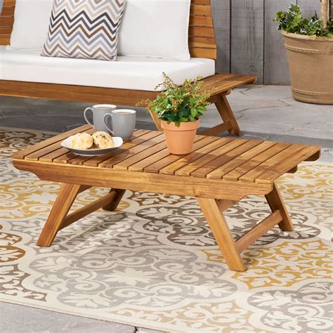 Ledger Outdoor Wooden Coffee Table, Teak - Walmart.com - Walmart.com