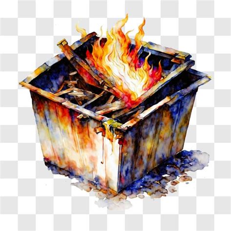 Download Trash Can with Burning Fire - Abstract Art PNG Online - Creative Fabrica