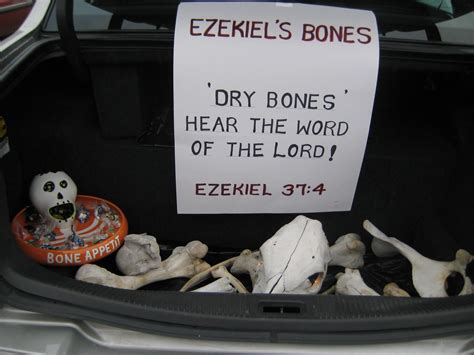 Bible story trunk or treat. Ezekiel's Bones...Ezekiel 37:4...candy ...