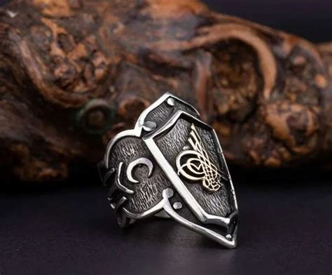 Divine Tughra Silver Handcrafted Ottoman Tugra Silver Thumb Ring, Handmade Silver Jewelry ...