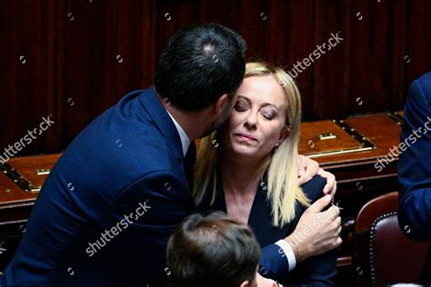 Matteo Salvini Kisses Giorgia Meloni During Editorial Stock Photo ...