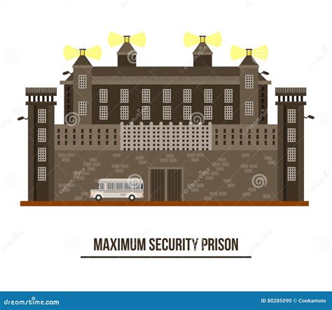 Exterior View on Prison Building,jail Architecture Stock Vector ...