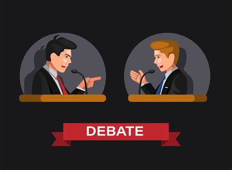 Debate in presidential election or law and business activity symbol concept in cartoon ...