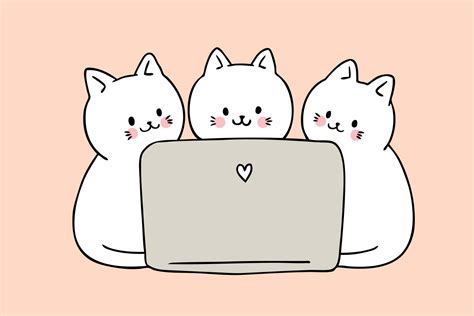 Download Laptop With Cute Cats Picture | Wallpapers.com