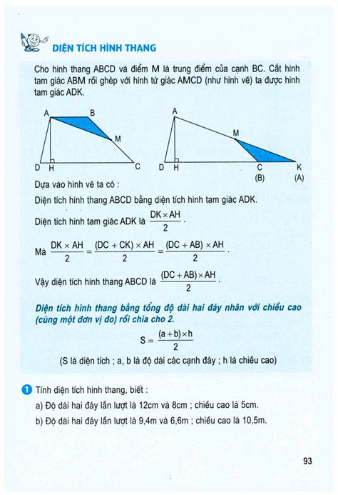 Tổng hợp sách giáo khoa toán lớp 5 diện tích hình thang mới nhất và chi tiết nhất