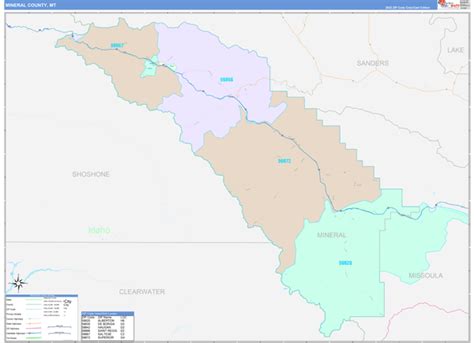 Mineral County, MT Wall Map Color Cast Style by MarketMAPS