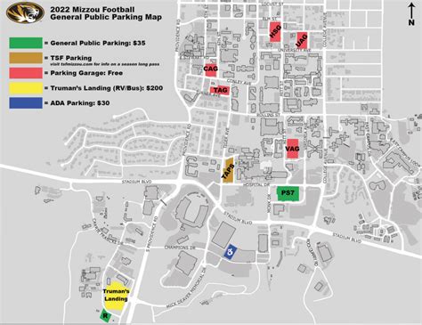 Mizzou Football Parking Map 2022