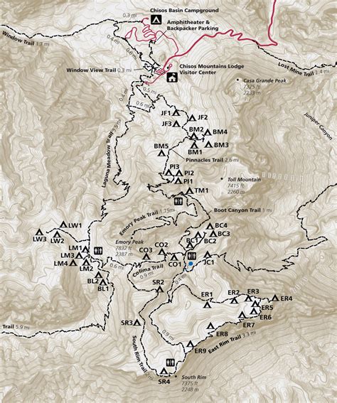 Chisos Mountains Backpacking Trails Map - Big Bend National Park (U.S. National Park Service)