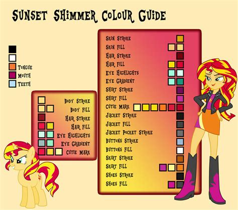 Sunset Shimmer Colour Guide by Neighthirst on DeviantArt