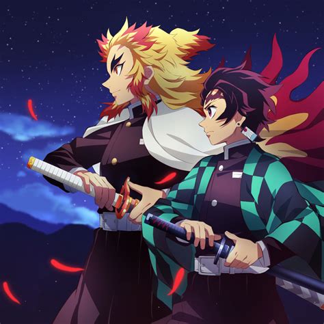 1080x1080 Resolution Kyojuro Rengoku and Tanjiro Kamado 4K Demon Slayer ...