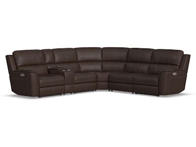 Flexsteel Living Room Power Reclining Sectional with Power Headrests ...