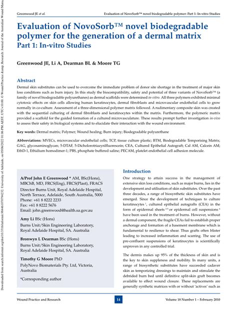 (PDF) Evaluation of NovoSorb™ novel biodegradable polymer for the ...