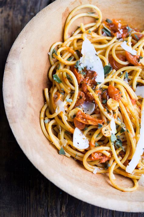 Bucatini Pasta with Cherry Tomato Sauce and Fresh Sage | Recipe | Cherry tomato sauce, Cherry ...