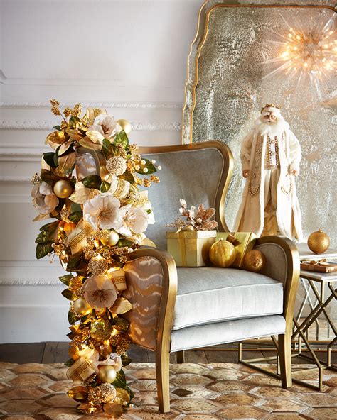 Winter White & Gold Pre-Lit 6' Christmas Garland