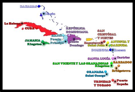 Mapa de las Antillas (países y capitales) | Saber es breve