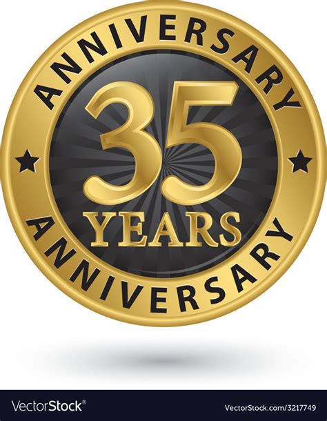 35 years anniversary gold label Royalty Free Vector Image