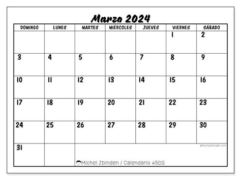 Calendario marzo 2024 - Eficacia DS - Michel Zbinden EC