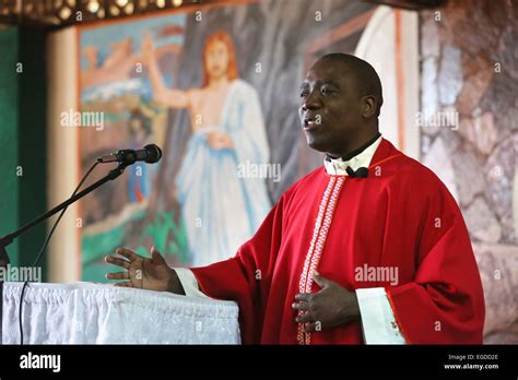 Priest preaching during sunday mass at a Roman Catholic church in Stock ...