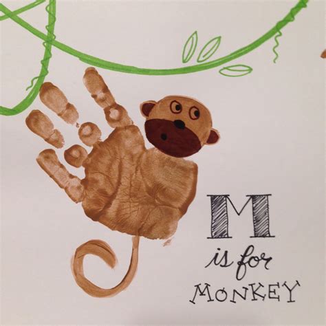 M is for Monkey Handprint | Monkey, Classroom, Art