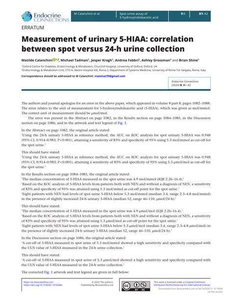 (PDF) Measurement of urinary 5-HIAA: correlation between spot versus 24-h urine collection