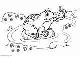 Pond Coloring Pages Frog Catching A Bug  Free Printable sketch template