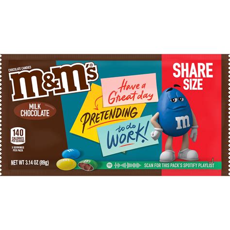 M&M'S Milk Chocolate Candy, Chocolate Candies, 3.14 Oz Bag, Share Size ...