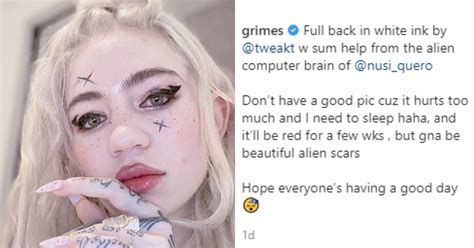 Grimes Debuts New Gnarly White-Ink “Alien Scars” Full Back Tattoo