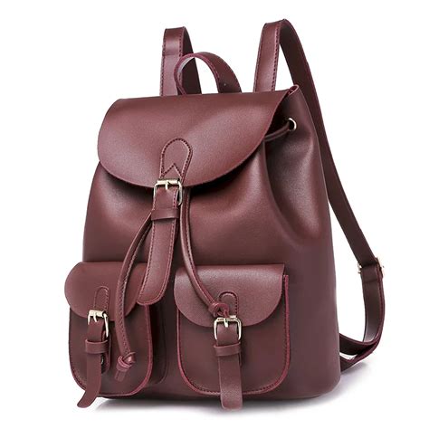 New Fashion Women PU Leather Travel Backpacks Waterproof Laptop Ladies ...