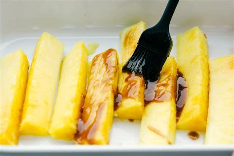 Pineapple spears that get coated in a buttery brown sugar cinnamon glaze and caramelize on the ...