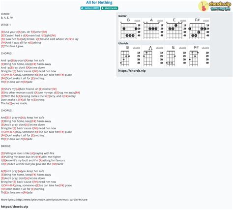 Chord: All for Nothing - Matt Cardle - tab, song lyric, sheet, guitar, ukulele | chords.vip