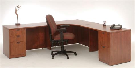 Corner Desk Locking Drawers : Dark Walnut : Express Laminate : Express Office Furniture