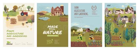 Organic Farming, Agriculture and Gardening Stock Vector - Illustration of gardening, animal ...