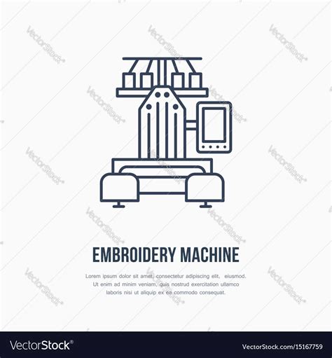 Sewing embroidery machine flat line icon logo Vector Image