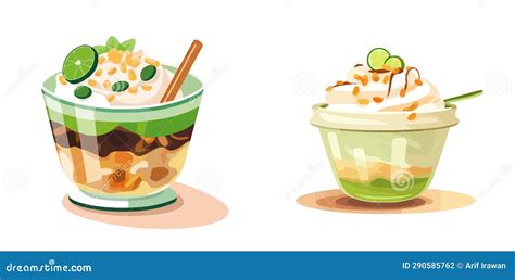 Singapore Malaysia Local Traditional Desserts Set Cendol Vector Art Stock Vector - Illustration ...