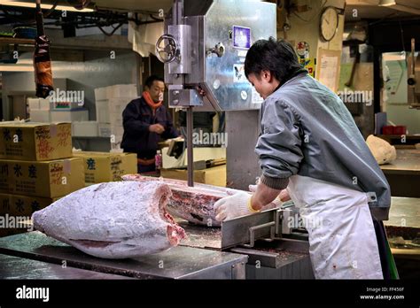 Band saw cutting tuna hi-res stock photography and images - Alamy