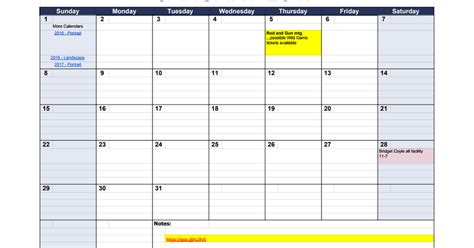 2017 Monthly Calendar - Landscape - Google Sheets