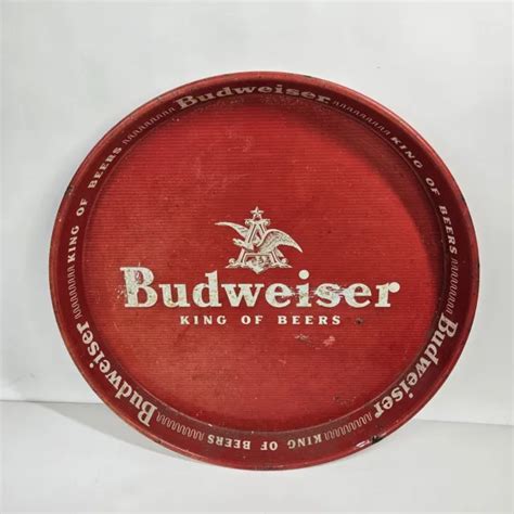 VINTAGE ANHEUSER-BUSCH BUDWEISER 12" Round Metal Bar Advertising Serving Tray $29.99 - PicClick