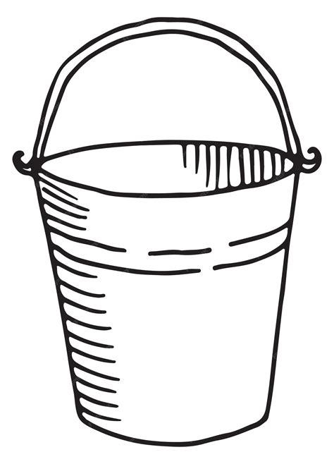 Premium Vector | Bucket sketch gardening water container black doodle