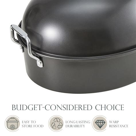 KITESSENSU Extra Large Roasting Pan with Lid - Nonstick Turkey Roaster ...