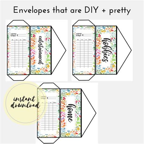 printable pdf cash envelopes set of 5 budget planning - diy cash envelope printable cash ...