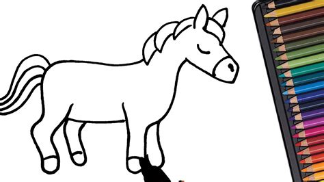 How to draw a Horse for kids | Easy drawings - YouTube