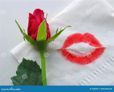 A Rose And A Lipstick Kiss Stock Images - Image: 520054