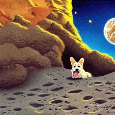 corgi puppy on the moon, detailed illustration by | Stable Diffusion | OpenArt