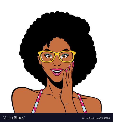 Retro black afro woman cartoon with glasses Vector Image