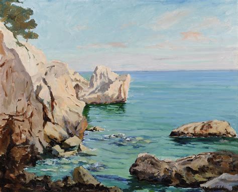 Original oil painting by Sir Winston Churchill entitled Seascape near Cap d'Ail. Signed, circa ...