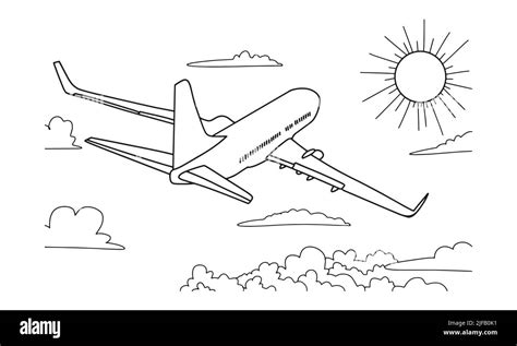 Airplane Drawing line art vector illustration for coloring book. Cartoon Aeroplane drawing for ...