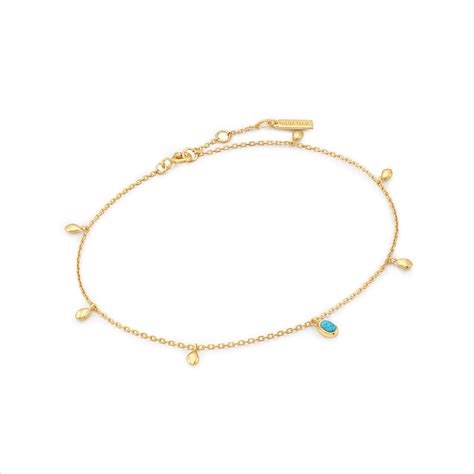 Yellow Gold & Turquoise Anklet – Diamonds Plus Jewellers